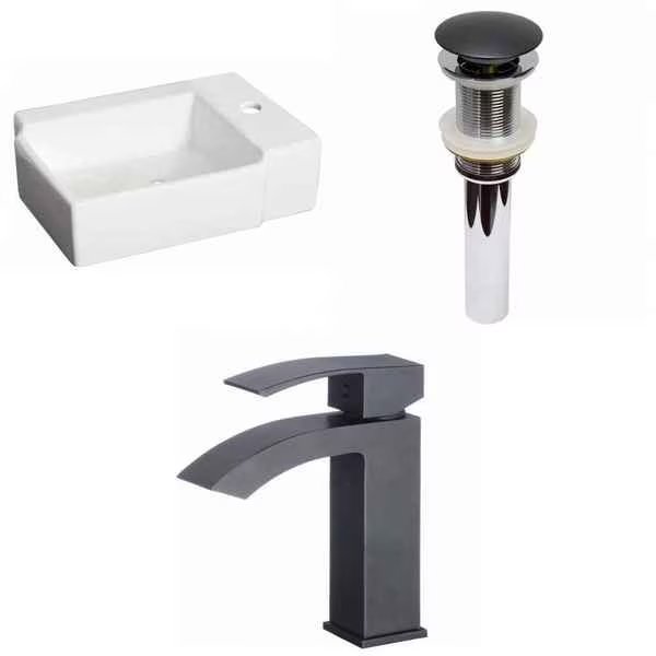 16.25-in. W Above Counter White Vessel Set For 1 Hole Right Faucet, American Imaginations, Mfr#: AI-30891